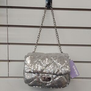 Claires Glitter Small Crossbady Bag - Silver